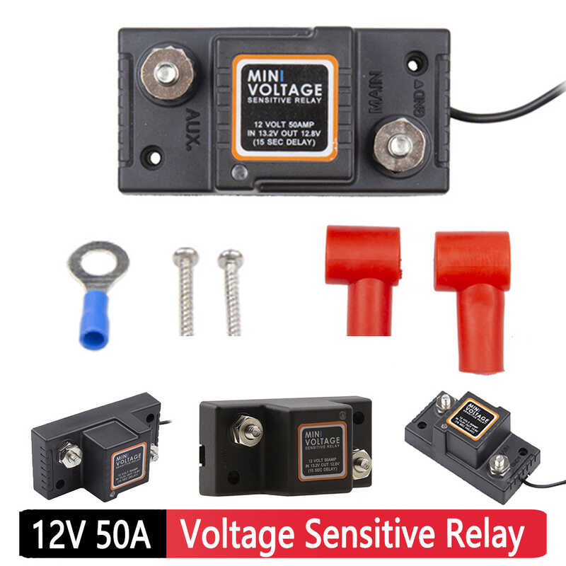 12V 50A Voltage Sensitive Relay Mini Dual Battery Isolator Waterproof