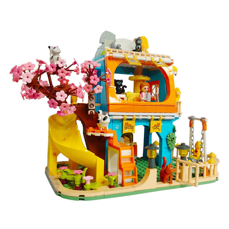 Sluban Cat House Toy Building Blocks Street View Bricks Sets City ...