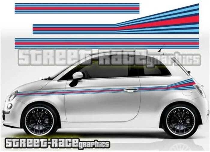 Sa X6 Para Fiat 500 Side Racing Stripes 054 Martini Style Decals Vinyl ...