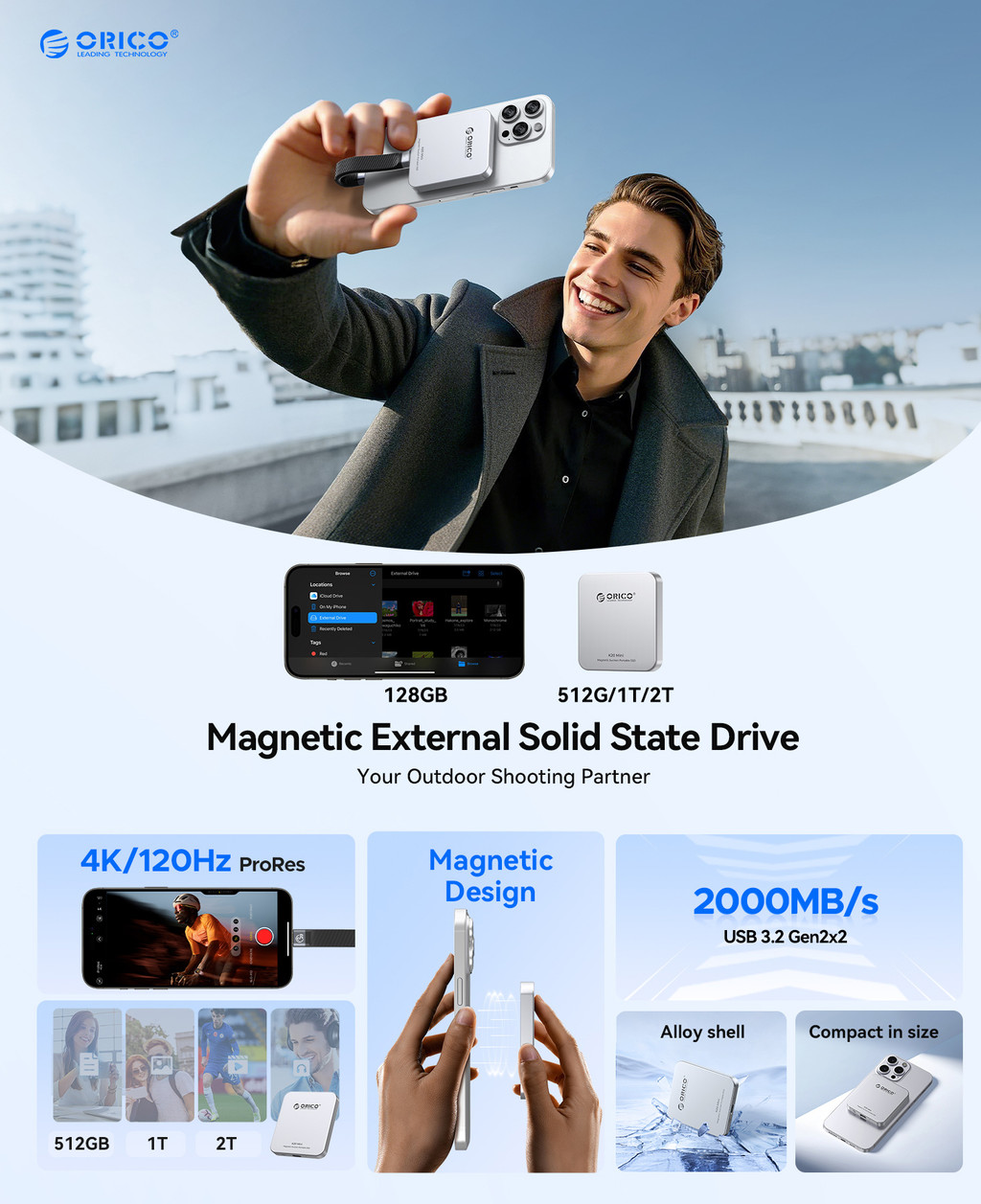 SSD Esterno Magnetico ORICO 1TB - Velocità 2000MB/s, Compatibile Con Smartphone E PC - Foto 7