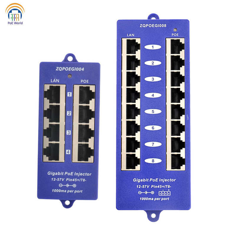 4 Port 8 Port Mid-Span Injector Mode B Gigabit Poe Injector 1000Mbps ...