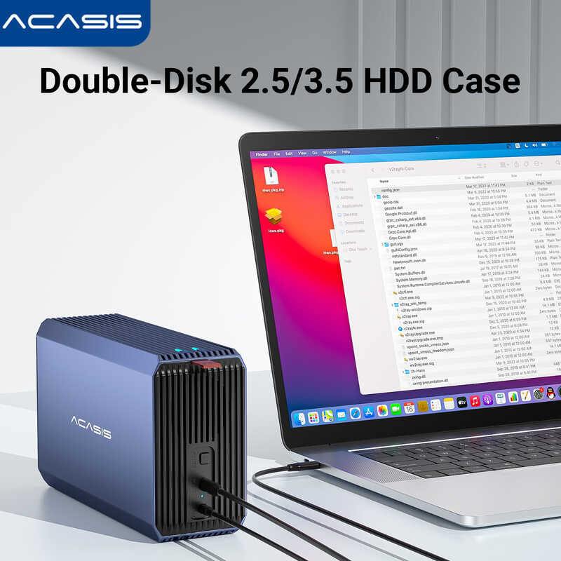 Acasis 36 TB 2.5/3.5 Inch Dual Bay External Drive Enclosure Cabinet ...