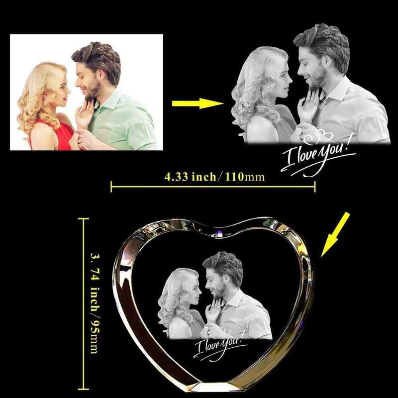 Laser 2D Engraved Crystal Photo Frame Personzlied Pictures Glass Alubms ...
