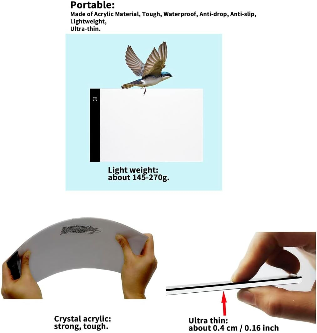 A3/A4/A5 LED Drawing Board Brightness Adjustable Light Pad Tracing ...