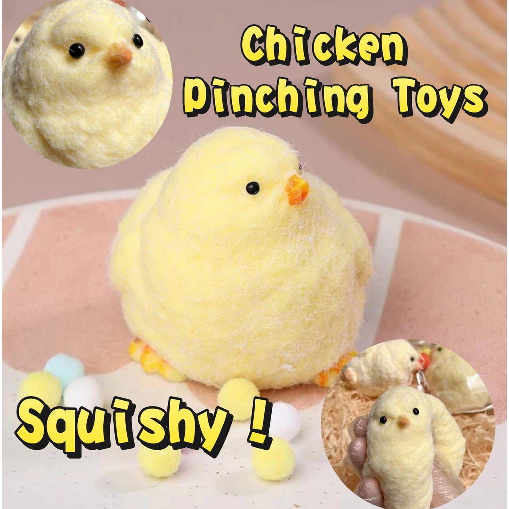 Cute, soft and squeezable chicken silicone toy, pressure-relieving mini ...