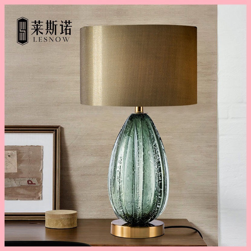 ((GUYN) Table Lamp Modern Light Luxury Glass Table Lamp Simple Bedroom ...
