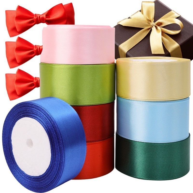Solid Color Rainbow Ribbon - Assortment 10 Colors Double Face Satin ...