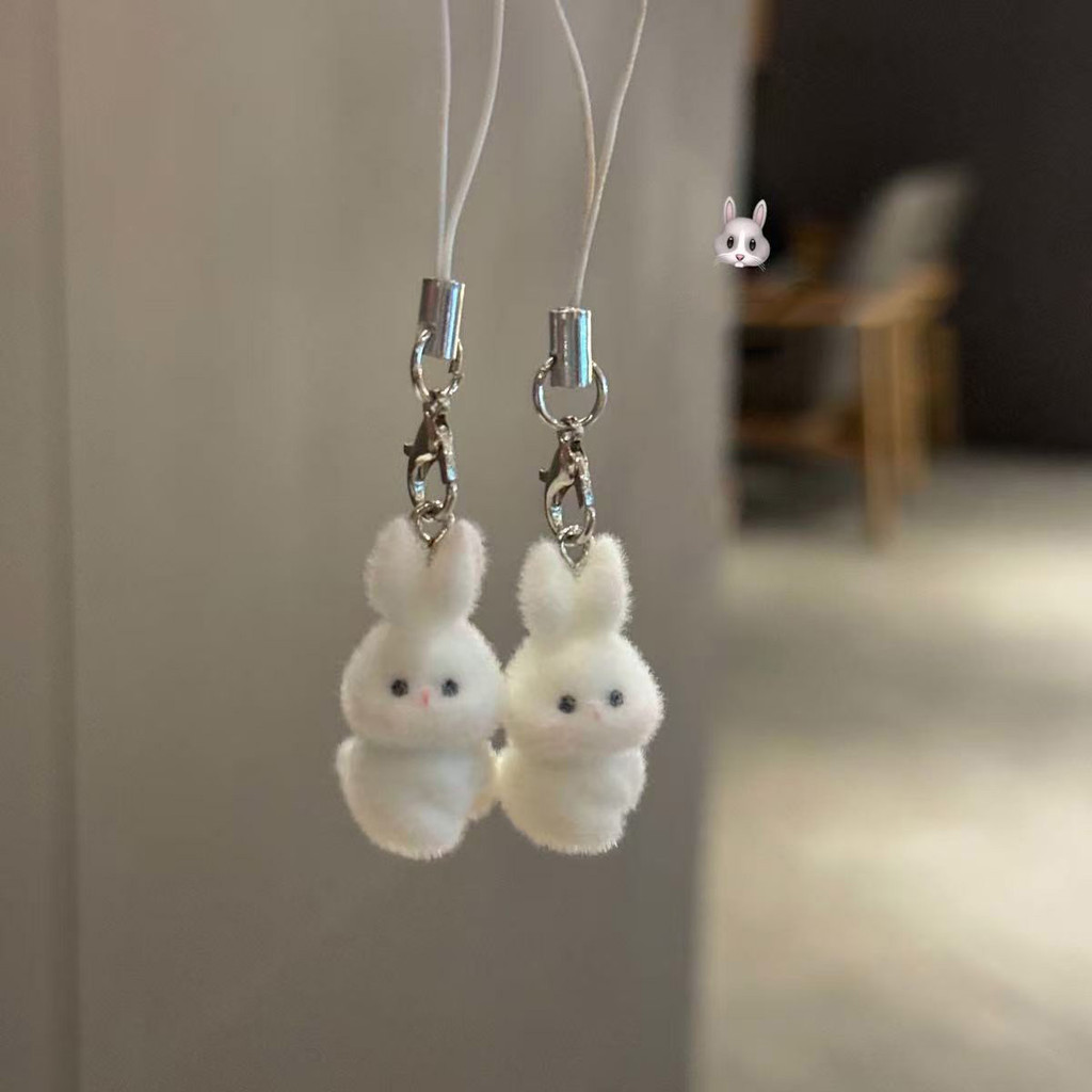 Cute Animal Angry Rabbit Keychain Flocking Automobile Hanging Ornament ...