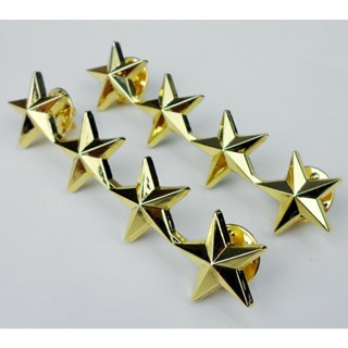 Metal Pair Military Golden Four Star collar badge insignia Stars Pins ...