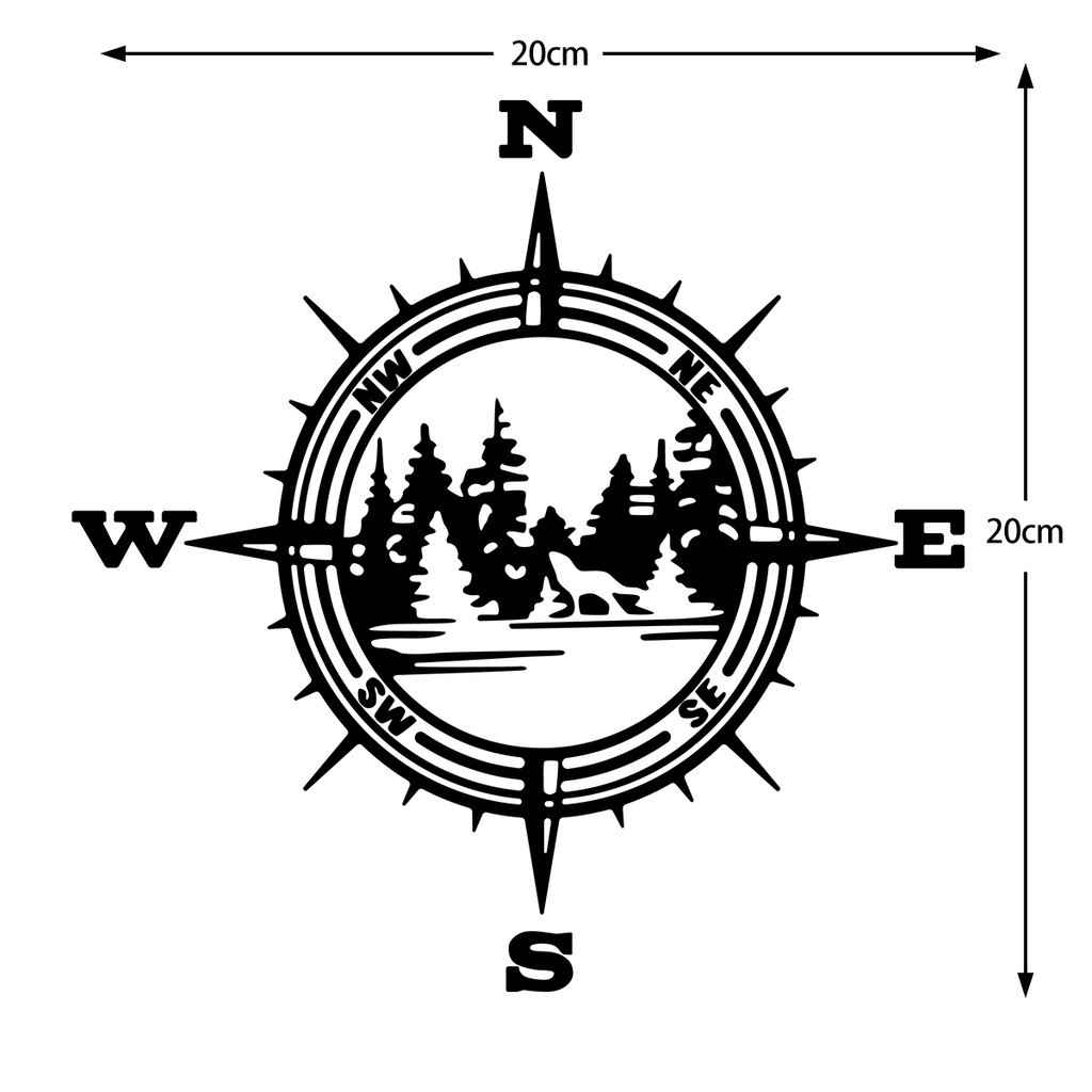 Compass Reflective Scooter Motorcycle Stickers Car Sticker Accessories ...