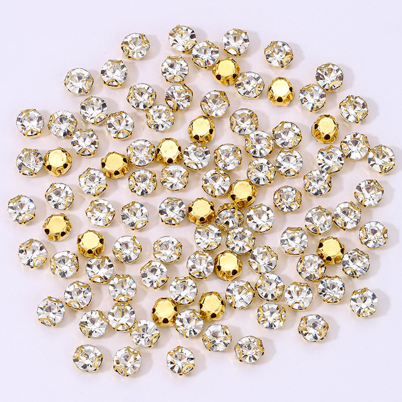 Gold Sew On Rhinestones Trim Claw Rinestones Shiny Crystals Stones ...