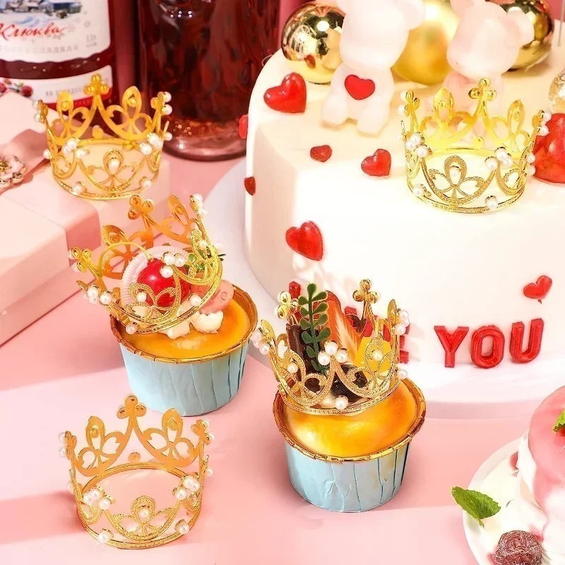 Tiny Baby Small Rhinestone Tiara Crown Gold Mini Crown Cake Topper ...