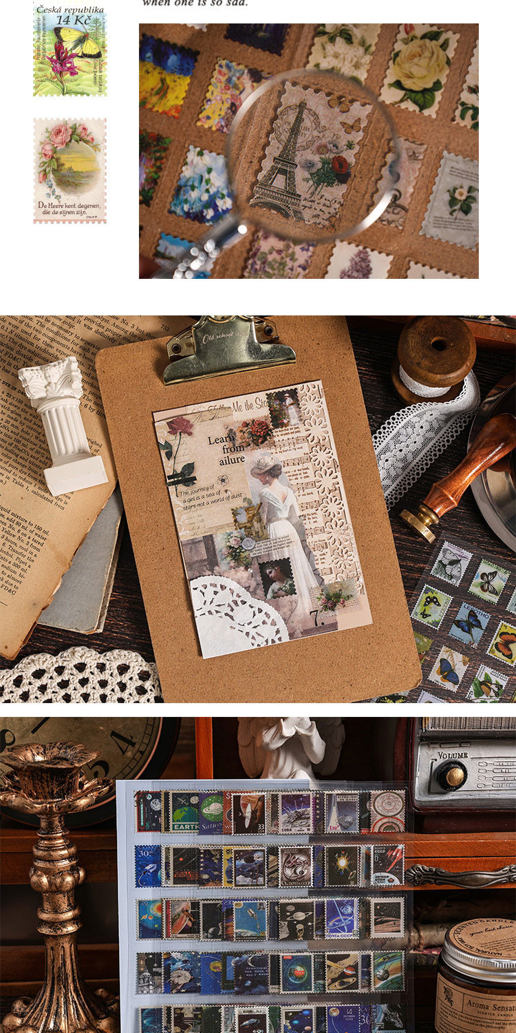 Journamm 8 Pcs/pack PET Vintage Stamp Stickers DIY Scrapbooking ...