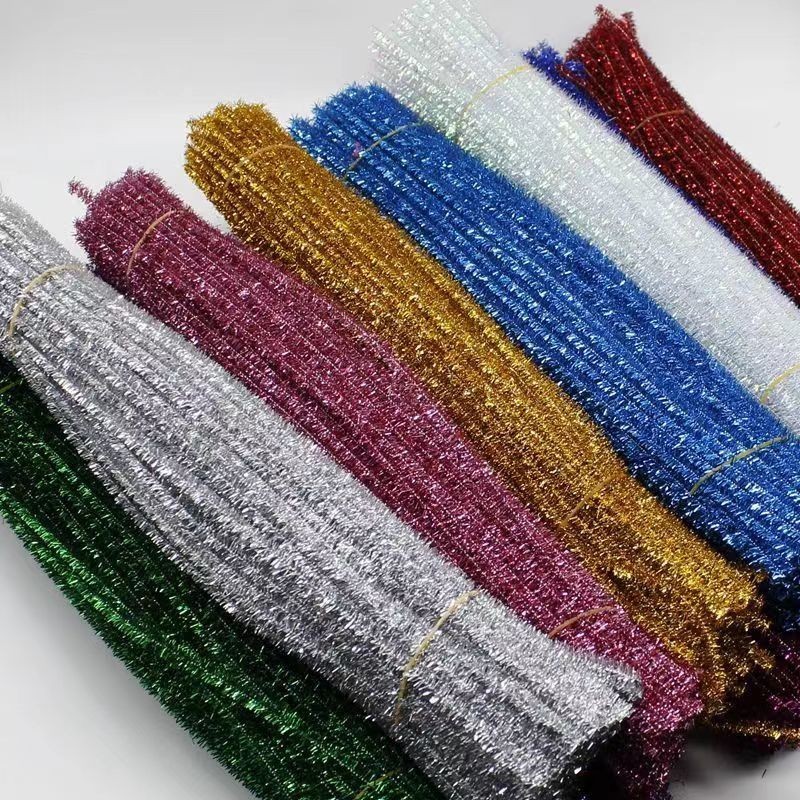 Ready stock⚡100 Pcs Shiny Flash Colorful Strips Gold Leaf pipe cleaner ...