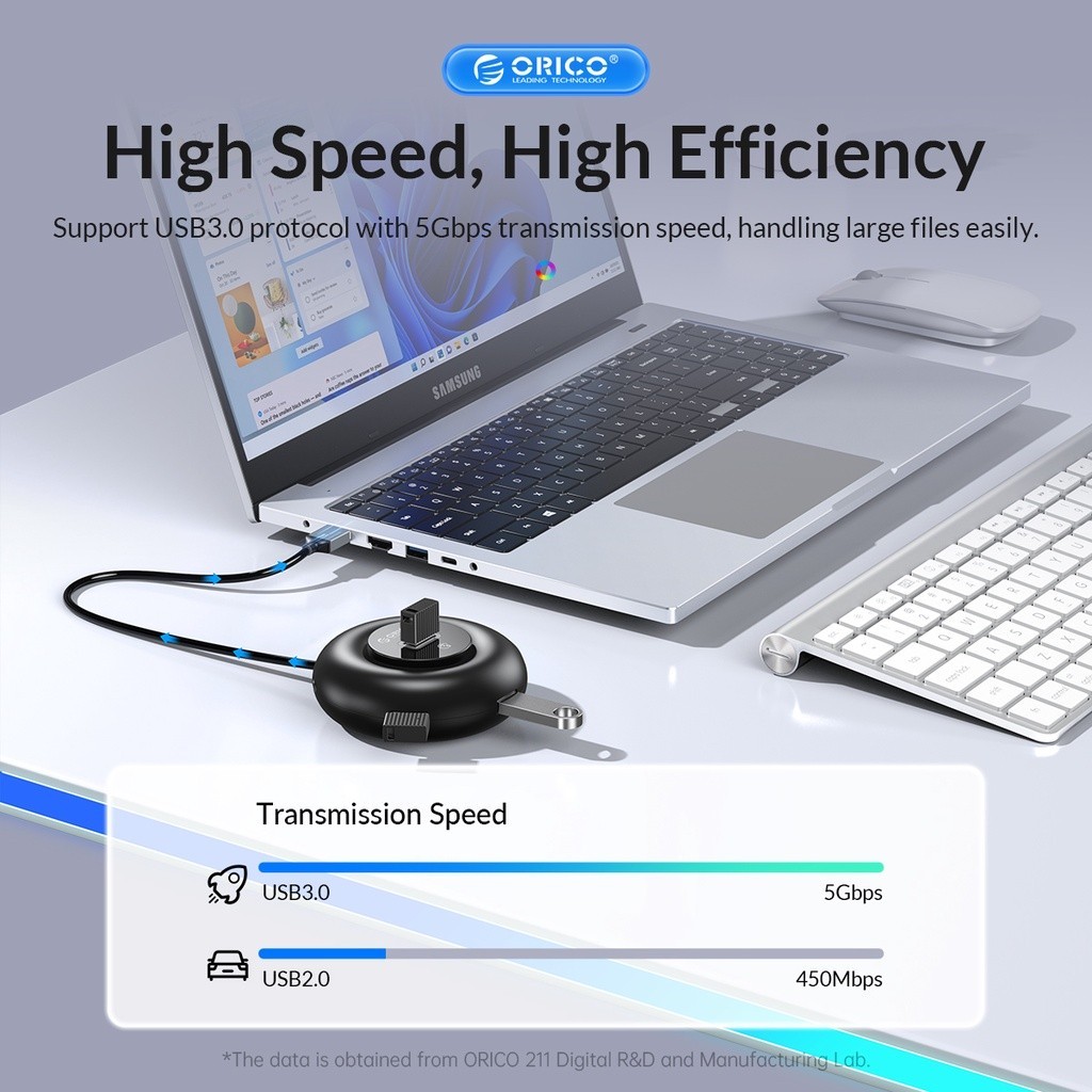 ORICO USB Hub 5 Ports Box Data Transmission Round Hub Multi-USB ...