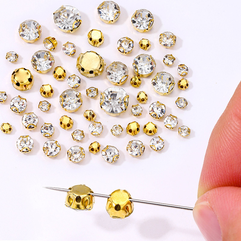 Gold Sew On Rhinestones Trim Claw Rinestones Shiny Crystals Stones ...