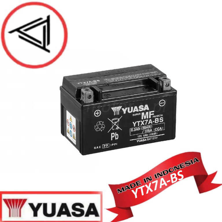 YUASA YTX7A-BS Replacement Battery - 12V 7AH For Motorcycles, ATVs, Scooters