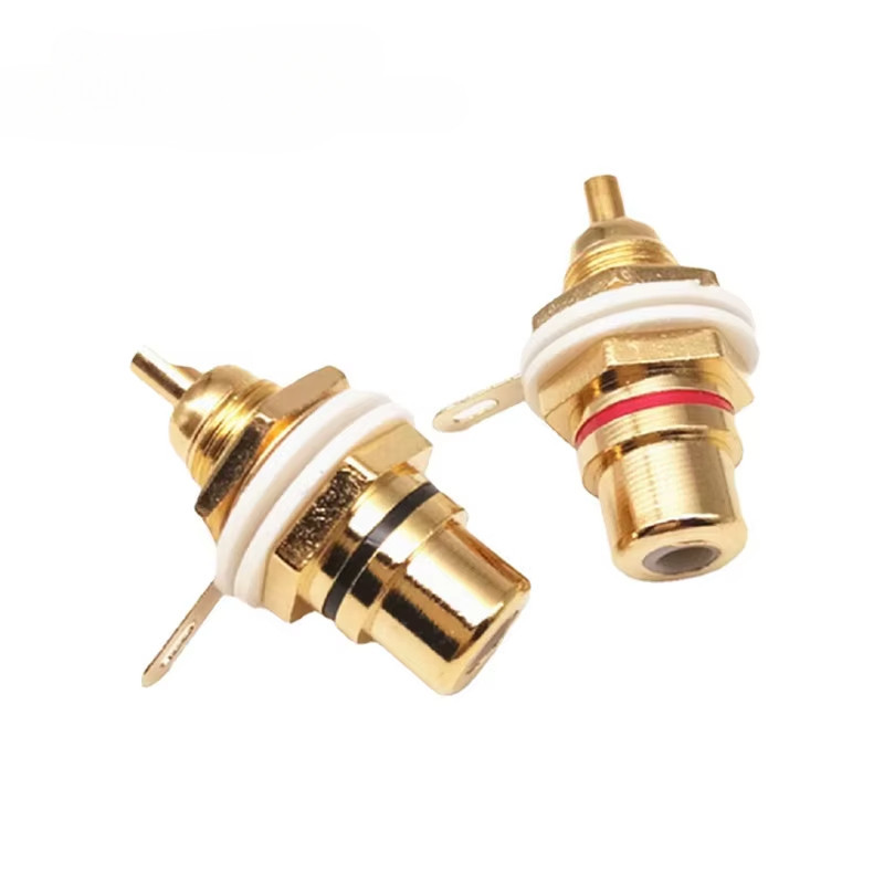 RCA Female Socket Connector Chassis Panel Mount Adapter Audio amplifier ...