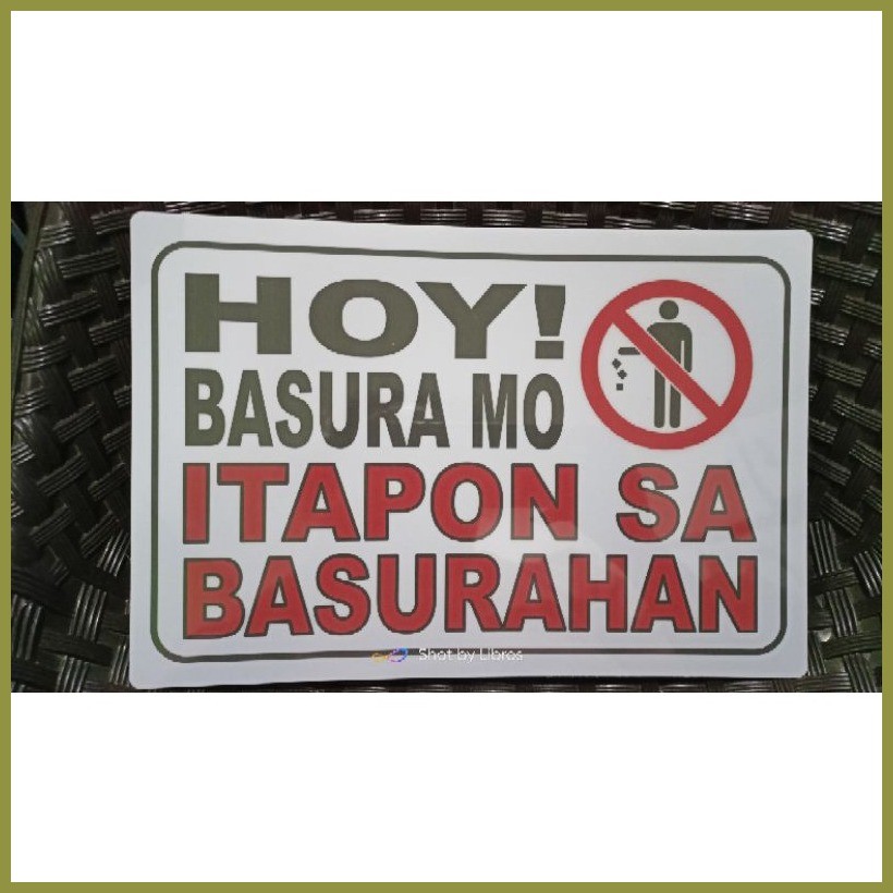 ♒ Basura mo Itapon sa Basurahan Signage A4 Size PVC (Hard Plastic ...