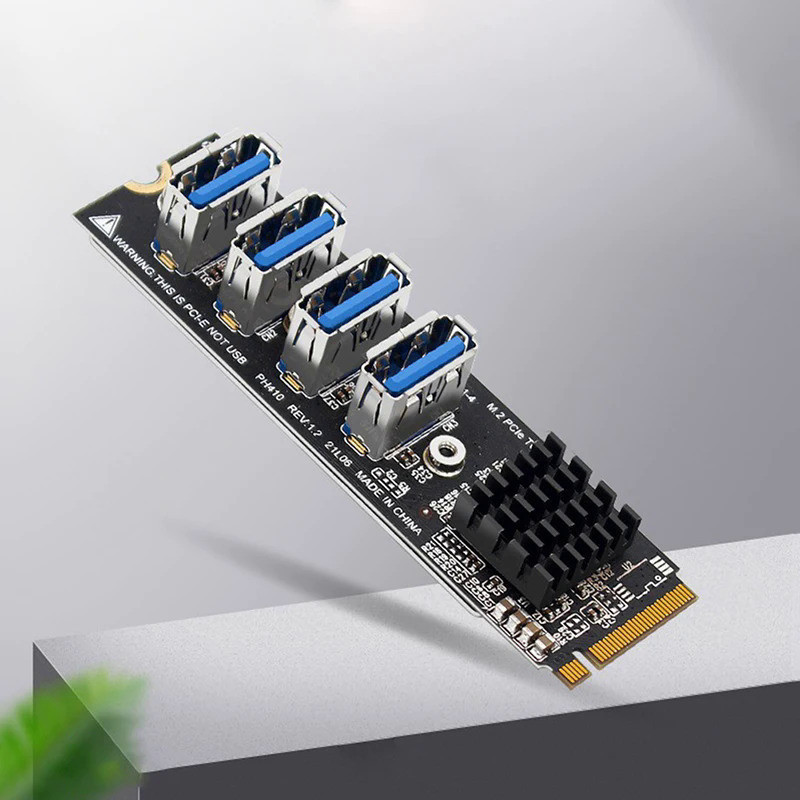 M.2 NVME to 4 Port PCI-E X1 USB3.0 Riser Card PCI Express Multiplier ...