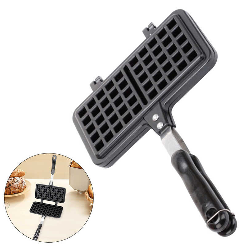 Rectangle Camping NonStick Belgian Stove Top Waffle Maker Pan Para Sa