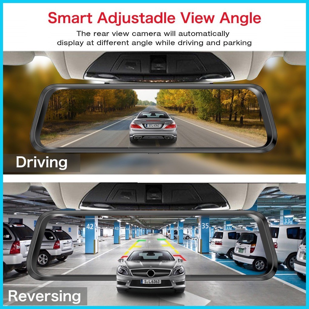 ☑ VINOVO Lenovo 9.66inch Stream Media Dual Lens FHD 1080P Dash Cam Car