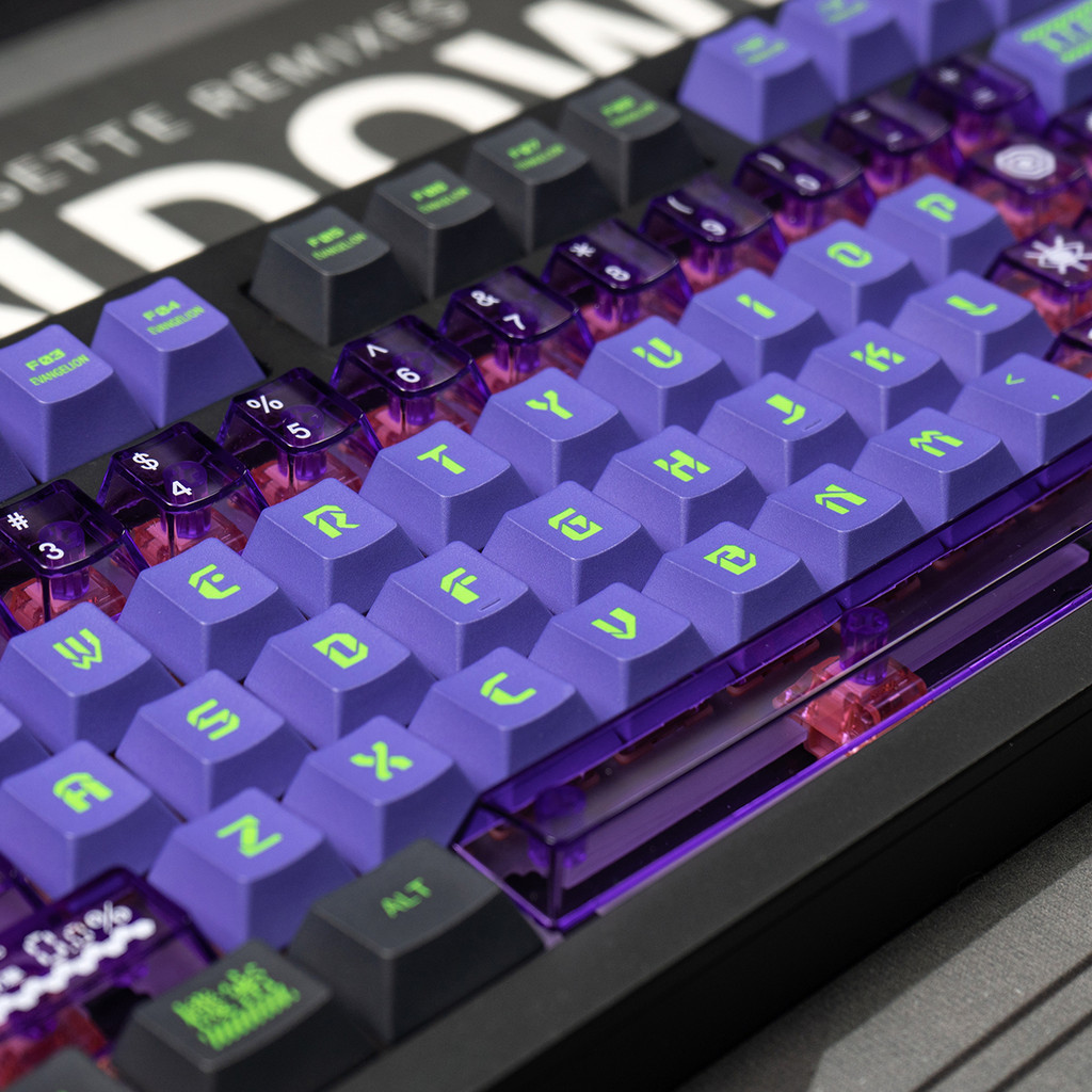 EVA-01 PBT+PC keycaps EVANGELION Purple Shine through keycaps set for ...