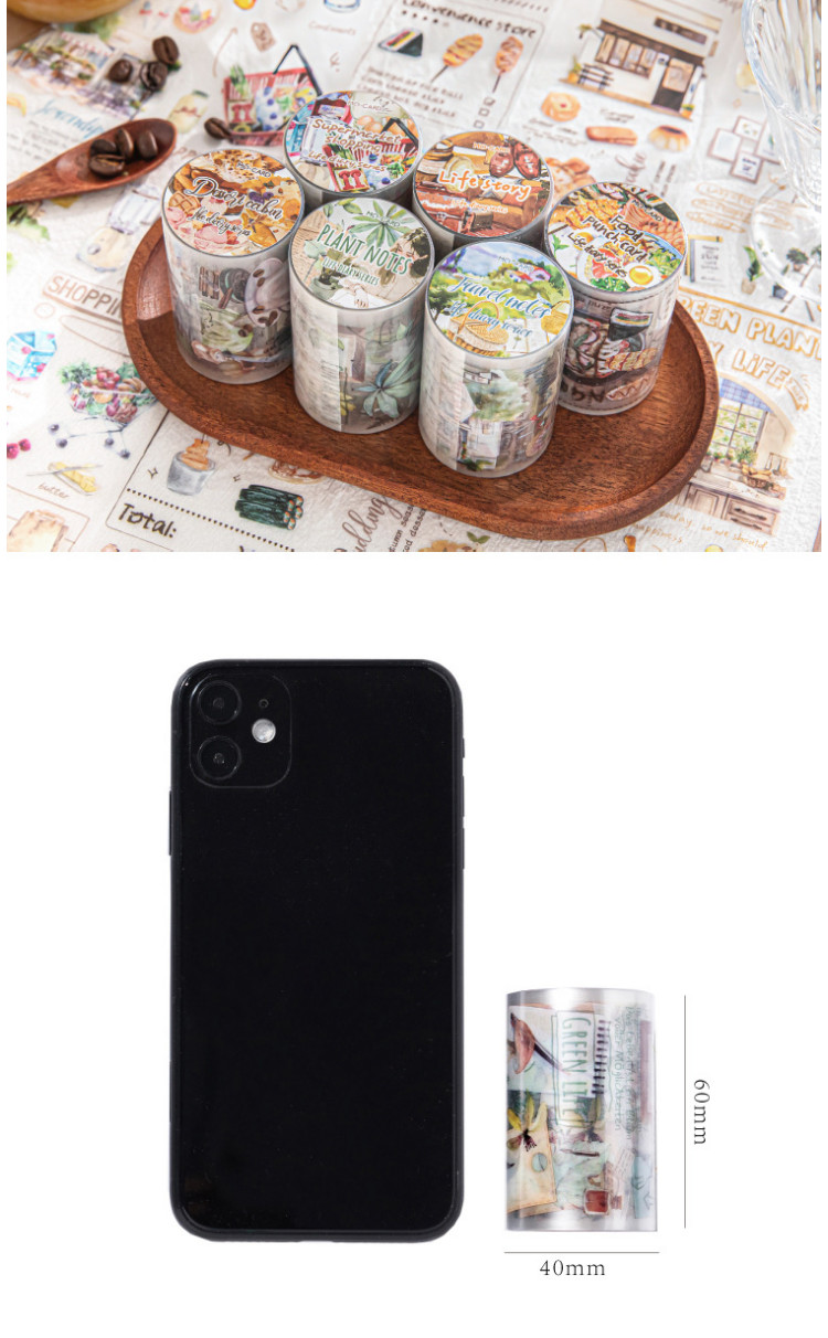 ENWEI 60mm*2m 1 Roll [Life Diary Series] Watercolor Life Theme Handbook ...