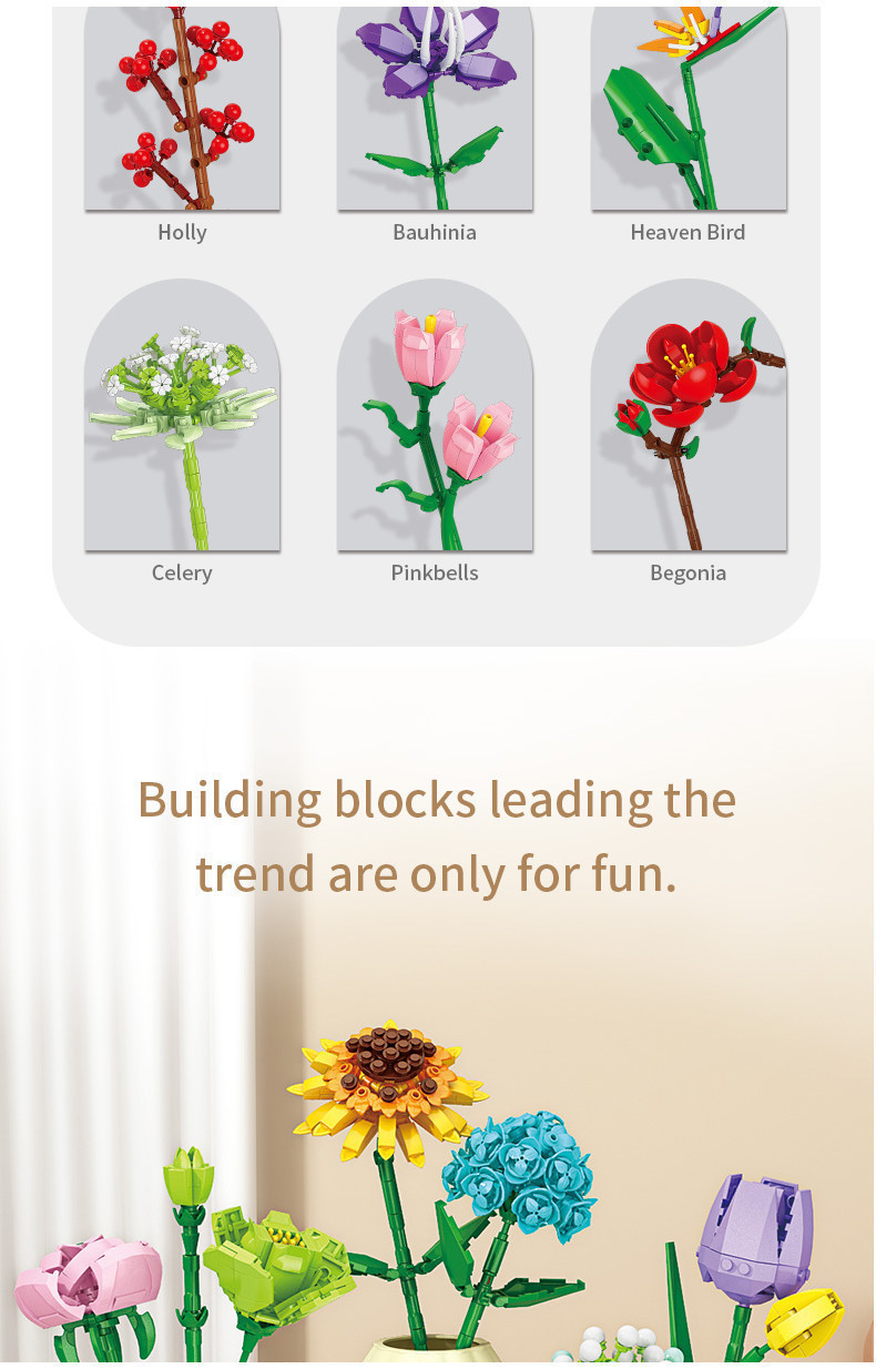 Building Flower Botanical Collection Modular Buildings Ornament Girl ...