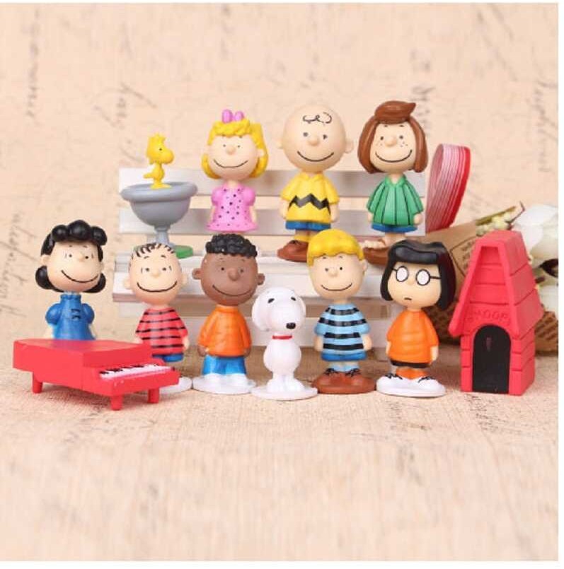 Д 12Pcs Japan Cartoon Peanuts Snoopy Charlie Sally Woodstock Mini ...