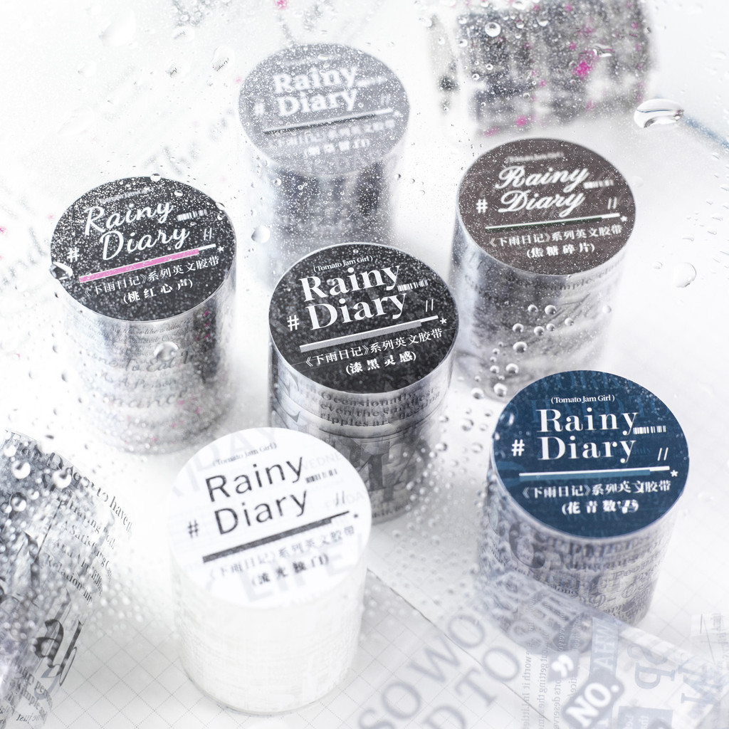ENWEI 50mm*2m Set [Raining Diary Series] English Journal Masking Tape ...