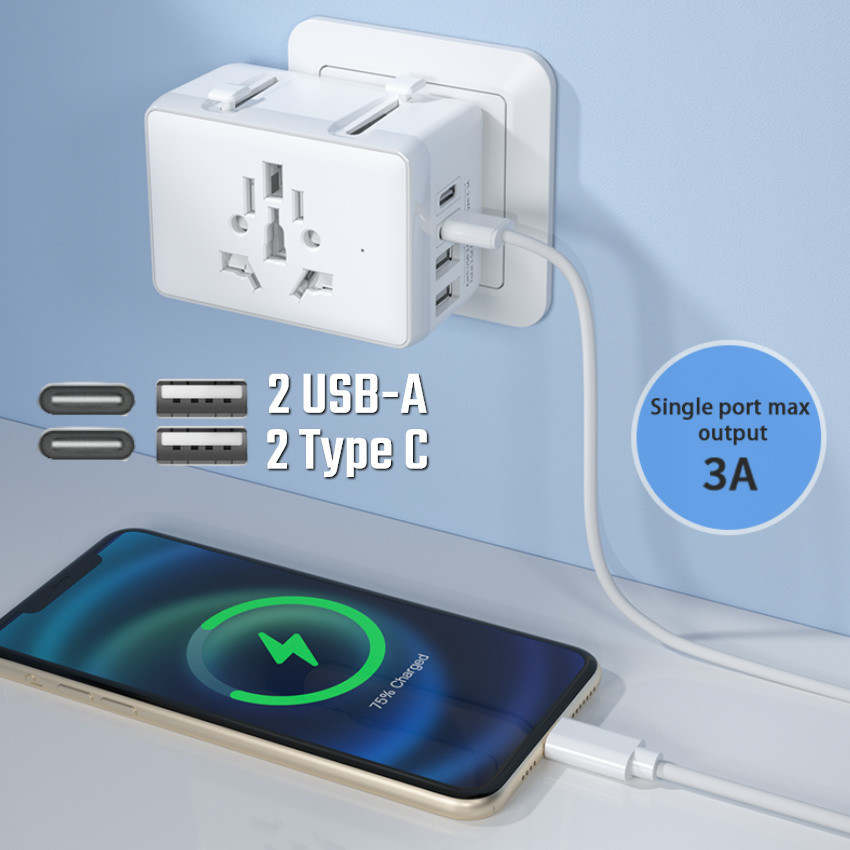 INOVAGEN Universal Charging Converter,2 USB+2 TypeC Charging Port ...