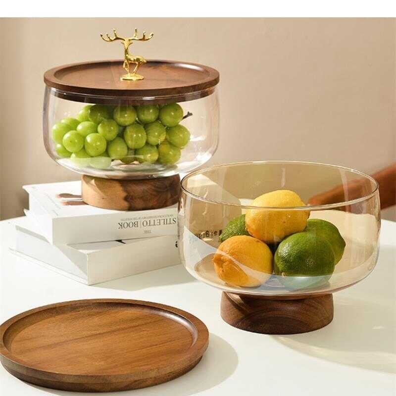 Foot Glass High Dried Fruit Plate Candy Box Food Container Organizer ...