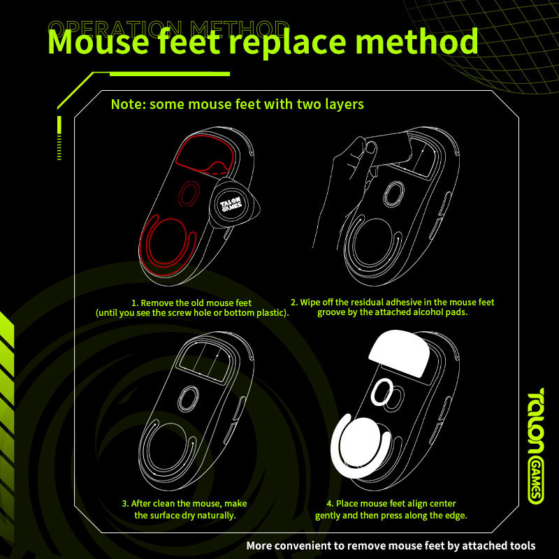 2 Sets TALONGAMES Custom Curved Edge Mouse Feet Stickers For ZYGEN NP ...
