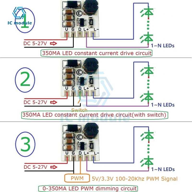 LD2635MA Mini DC5-27V 350mA Buck HB LED Driver Module Step Down Buck ...