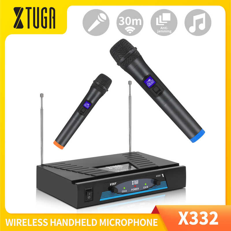 XTUGA X332 VHF System With 2 Handheld Wireless Dynamic Microphone for ...