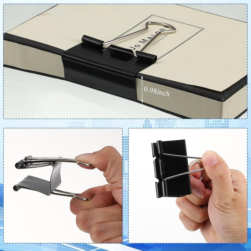 12Pcs Metal Black Binder Clips / Multi-Size Notes Letter Paper Clip ...