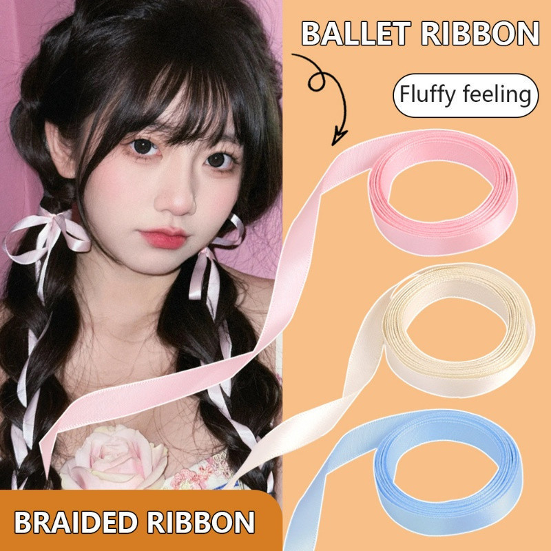 1PC 2M Pink Girls Double Ponytail Tie Hair Ribbon Headdress White Tie ...