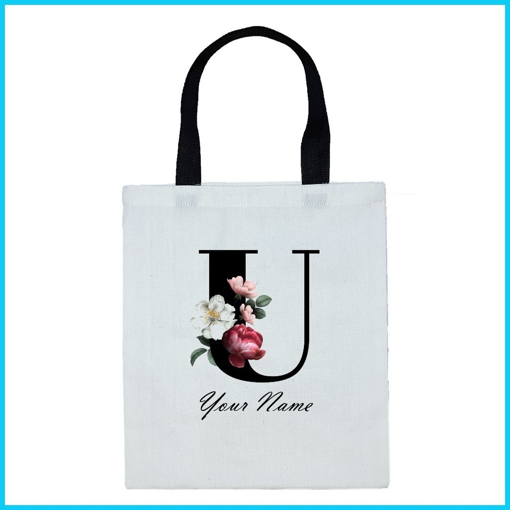 CUSTOMIZED CANVAS TOTE BAG NAME INITIALS 1