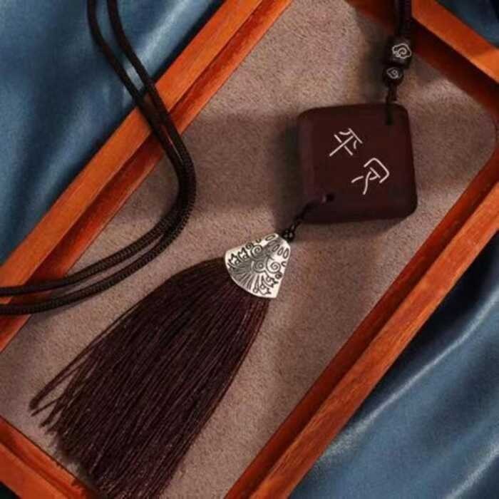 Handmade Sandalwood Safe Entry Exit, Creative Meaning DIY Car Hanging