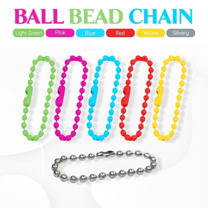 50pcs Colorful Ball Bead Chains Fits Key Chain Hand Tag Connector for ...