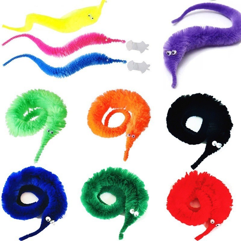 Finger Toy Magic Twisty Fuzzy Worm Wiggle Moving Seahorse Kids Close-up ...