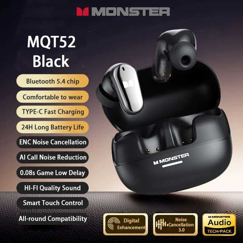 Yy Choice Monster New Mqt52 TWS Wireless Bluetooth 5.4 Headset HIFI ...