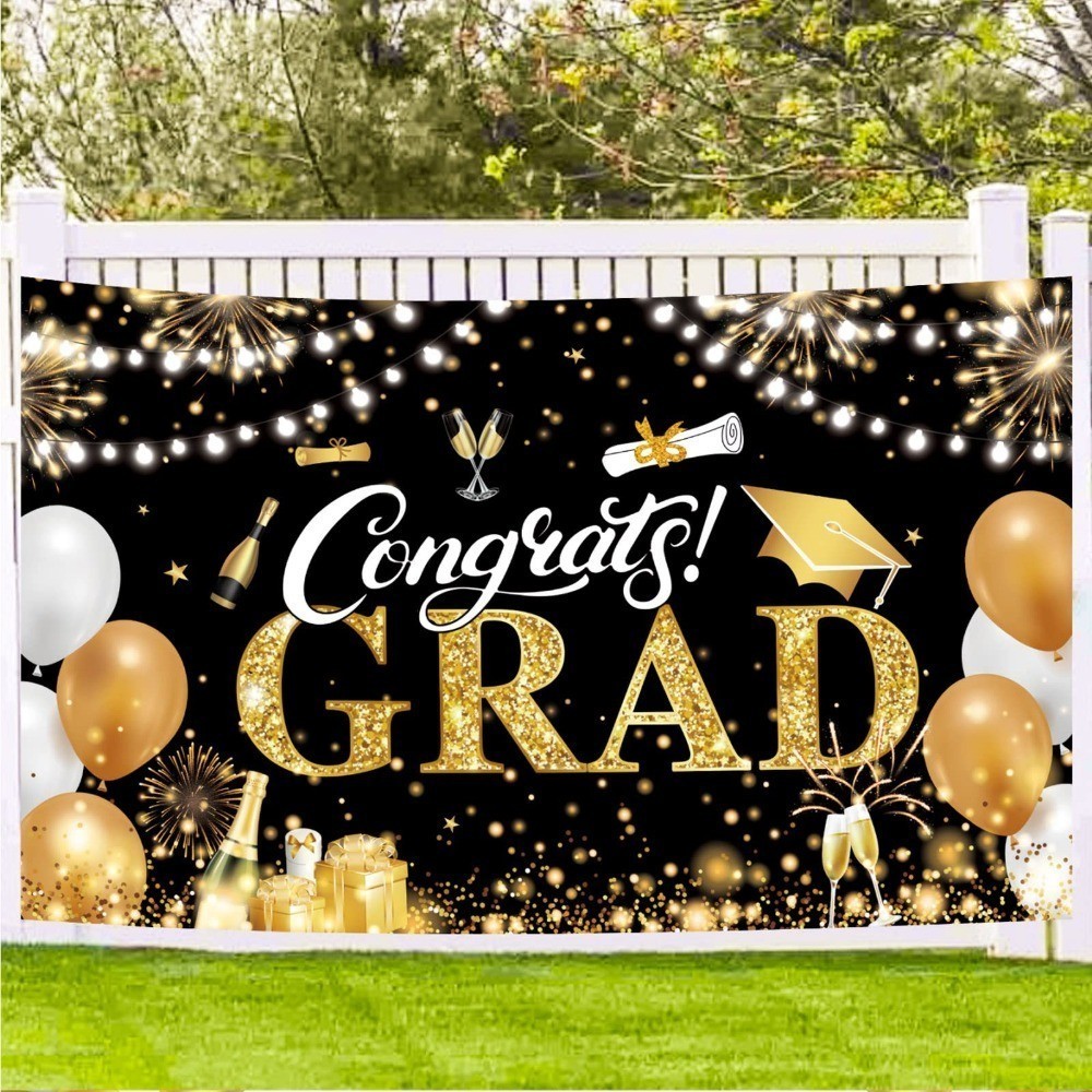 Class of 2025 Photography Backdrop Graduation Blue and Gold Congrats ...