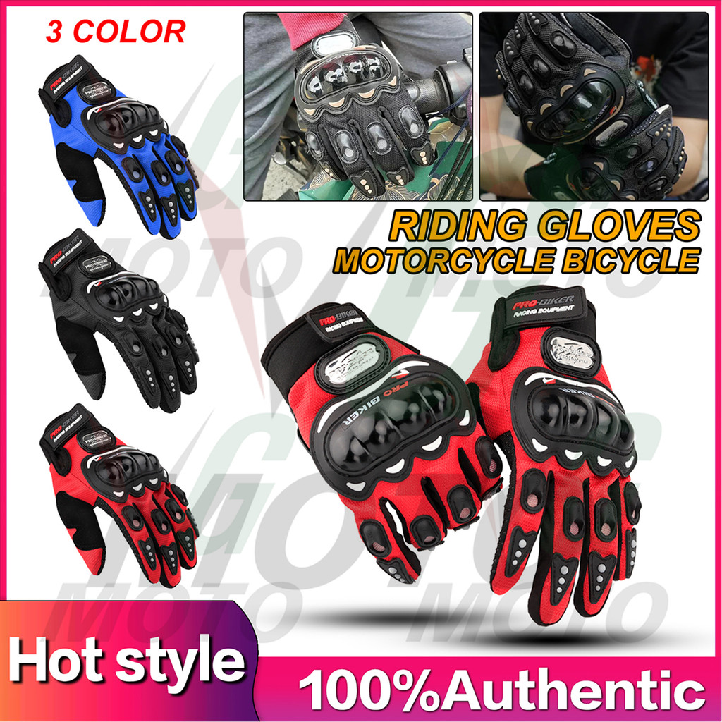 MOTORCYCLE RIDING FULL GLOVES V1 SMART TIP W/ HARD KNUCKLE UNISEX PRO ...