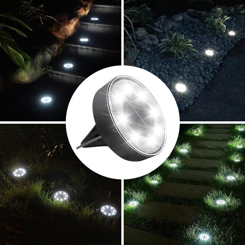 8 LED Solar Underground Lights Outdoor Waterproof Solar Light Garden
