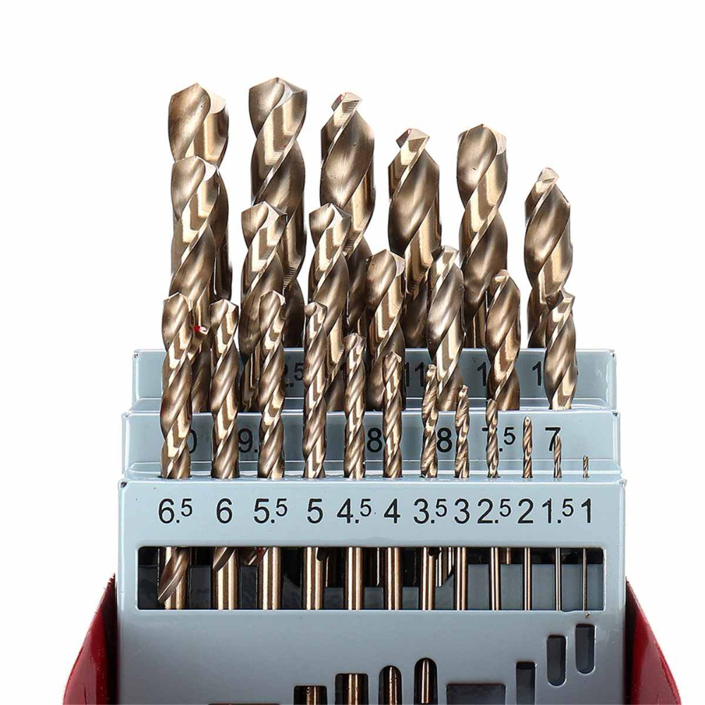 19pcs Twist Drill Bits M35 Cobalt Drill Bit Set HSS-Co Jobber Length ...