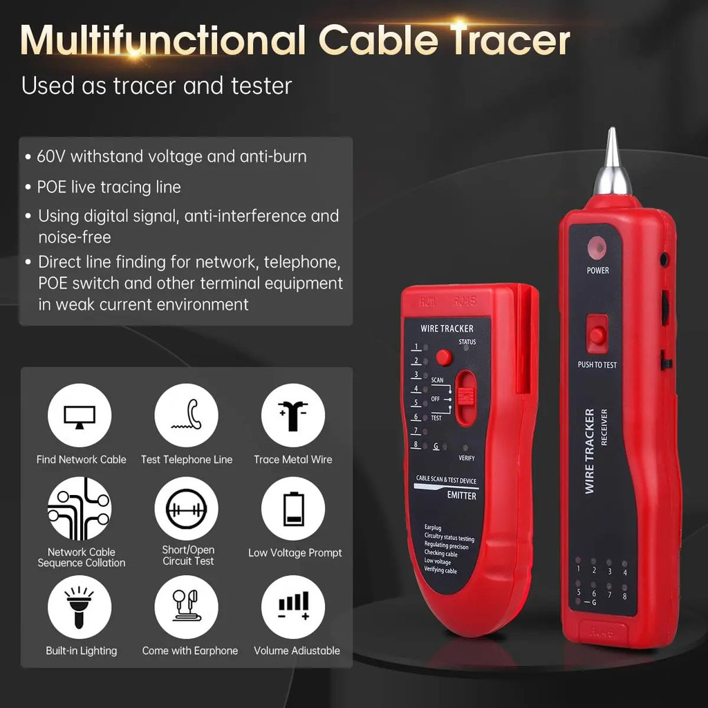 Network Cable Tester, RJ45 RJ11 Multi-Function Wire Tracer and Circuit ...