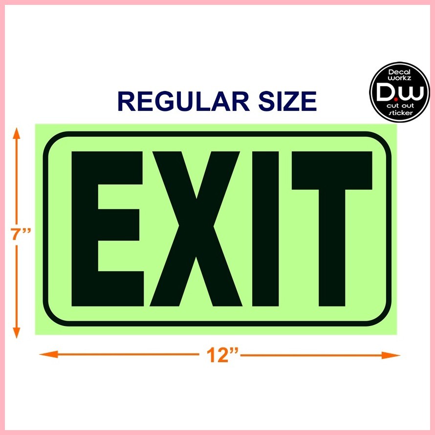 Fire Exit Entrance Sign Luminous / Glow in the Dark Cut-Out Sticker in ...