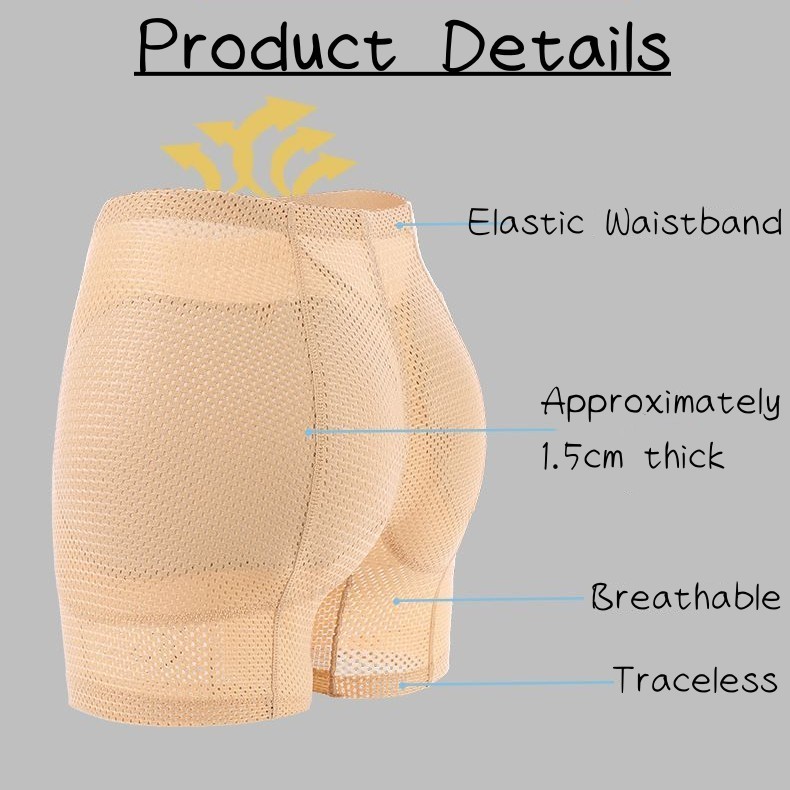 Women Mid-Waist Padded Fake Butt Padding Panty and Hips Enhancer Body ...